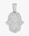 Moissanite Two Tone Hamsa Hand Pendant 14K Gold - White Gold L (75MM)