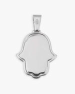 Moissanite Two Tone Hamsa Hand Pendant 14K Gold - White & Yellow Gold M (40MM)