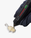 Moissanite Two Tone Hamsa Hand Pendant 14K Gold - White & Yellow Gold M (40MM)