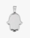 Moissanite Two Tone Hamsa Hand Pendant 14K Gold - White Gold M (40MM)