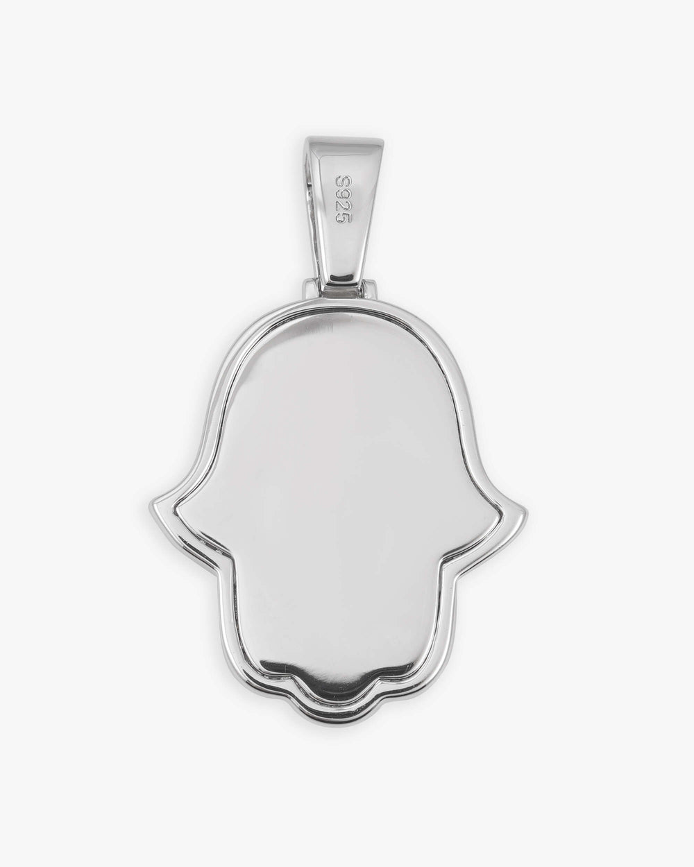 Moissanite Two Tone Hamsa Hand Pendant 14K Gold - White Gold M (40MM)