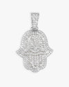 Moissanite Two Tone Hamsa Hand Pendant 14K Gold - White Gold M (40MM)