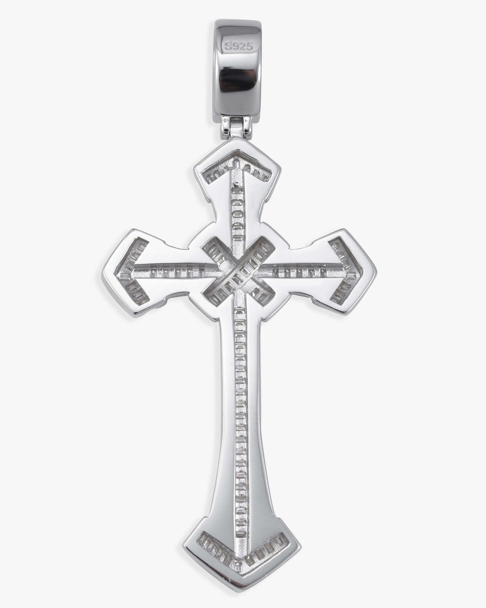 moissanite wrapped cross pendant 14k gold icecartel back