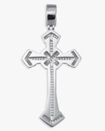 Moissanite Wrapped Cross Pendant 14K Gold - White Gold