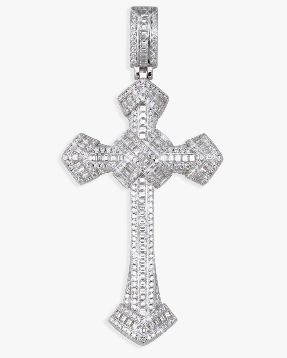 moissanite wrapped cross pendant 14k gold icecartel main