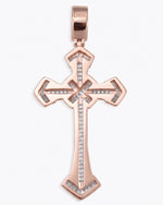 Moissanite Wrapped Cross Pendant 14K Gold - Rose Gold