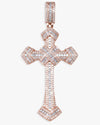 Moissanite Wrapped Cross Pendant 14K Gold - Rose Gold