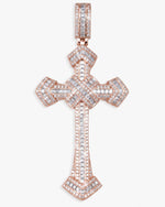 Moissanite Wrapped Cross Pendant 14K Gold - Rose Gold