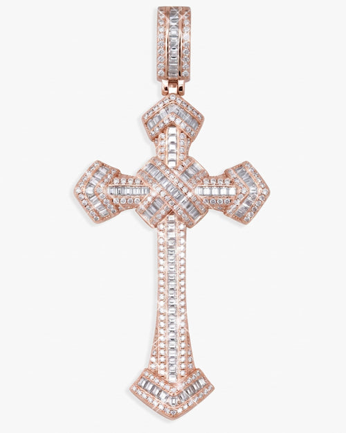 moissanite wrapped cross pendant 14k gold icecartel rose main