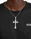Moissanite Wrapped Cross Pendant 14K Gold - White Gold