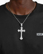 Moissanite Wrapped Cross Pendant 14K Gold - White Gold