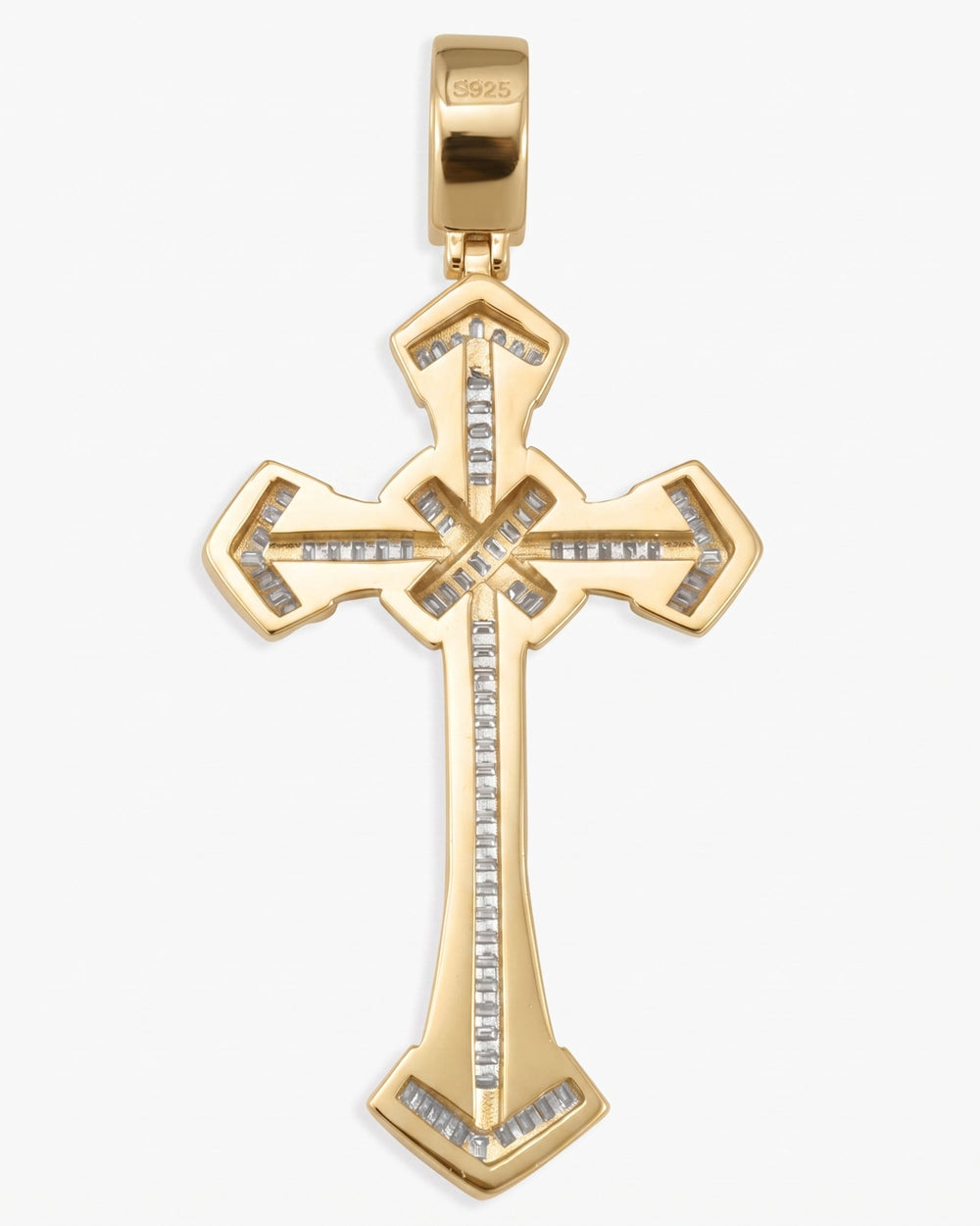 Moissanite Wrapped Cross Pendant 14K Gold - Yellow Gold