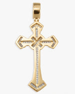 Moissanite Wrapped Cross Pendant 14K Gold - Yellow Gold