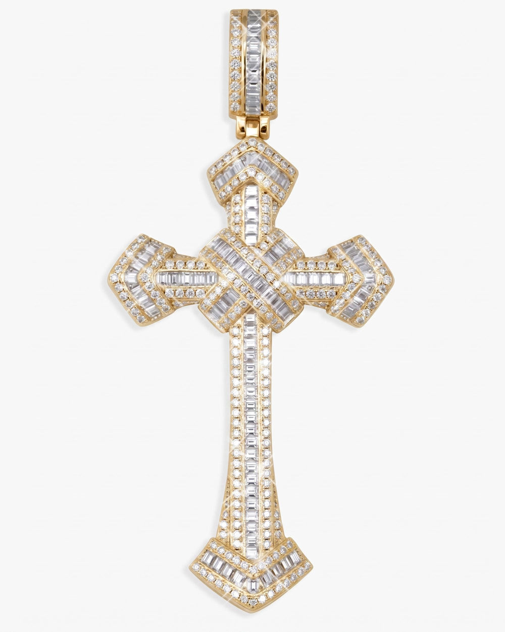 Moissanite Wrapped Cross Pendant 14K Gold - Yellow Gold