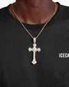 Moissanite Wrapped Cross Pendant 14K Gold - Yellow Gold