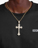 Moissanite Wrapped Cross Pendant 14K Gold - Yellow Gold