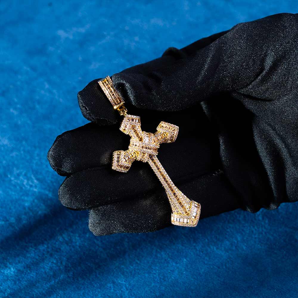 moissanite wrapped cross pendant 925 silver hand