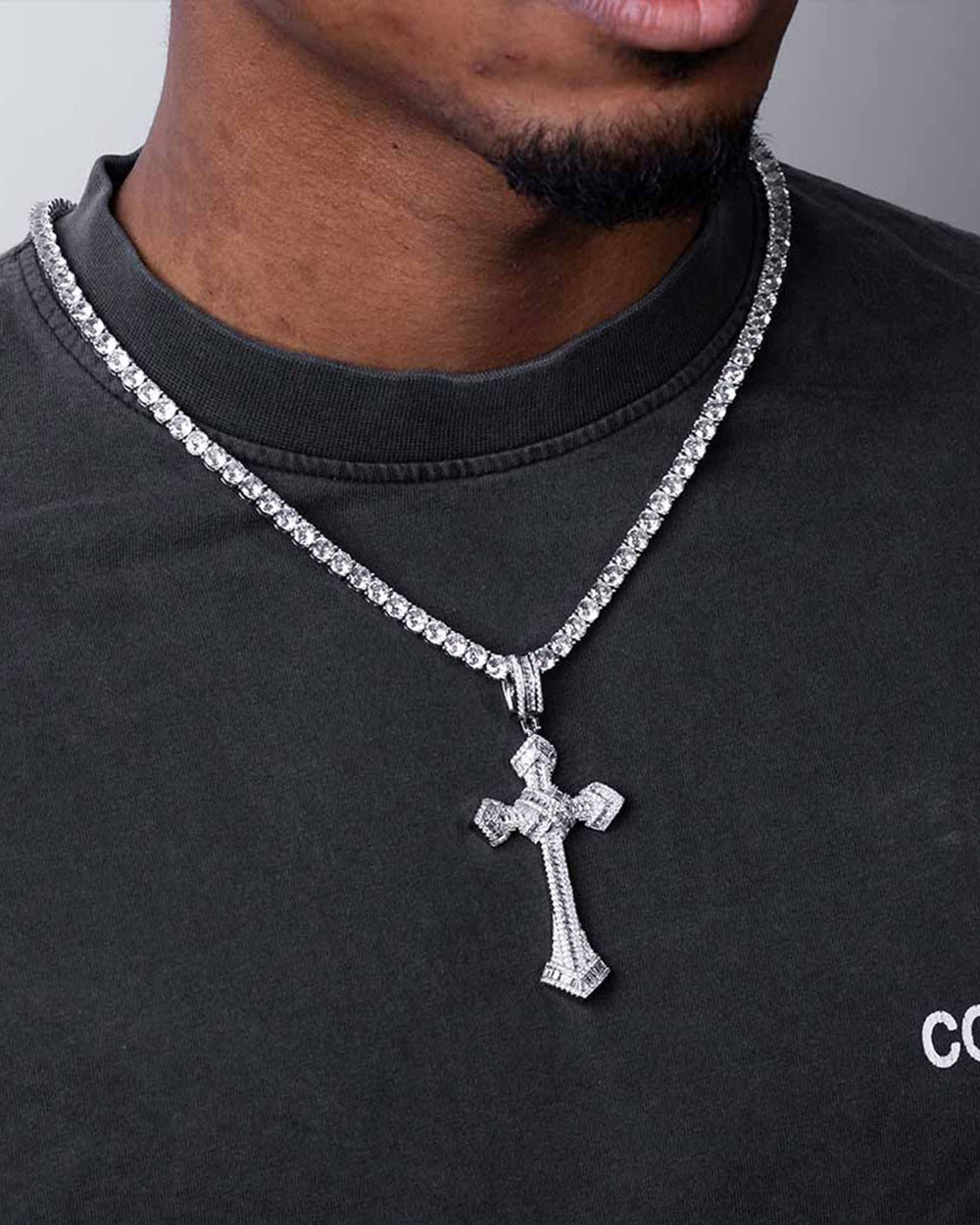 moissanite wrapped cross pendant model 2500