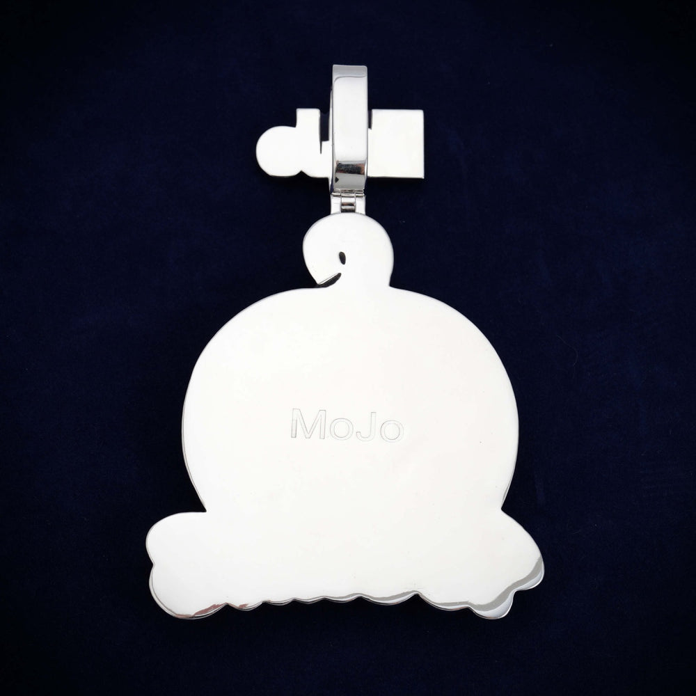 mojo pumpkin pendant custom logo moissanite pendant 14k gold icecartel back