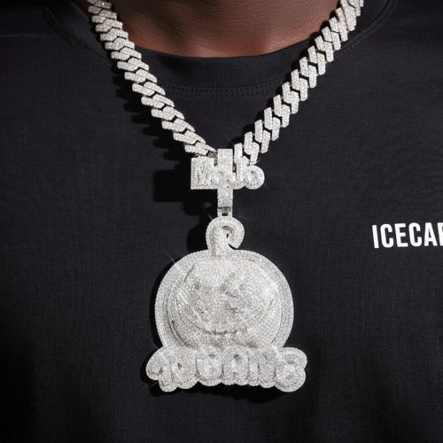 mojo pumpkin pendant custom logo moissanite pendant 14k gold icecartel model1