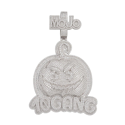 mojo pumpkin pendant custom logo moissanite pendant 14k gold icecartel white