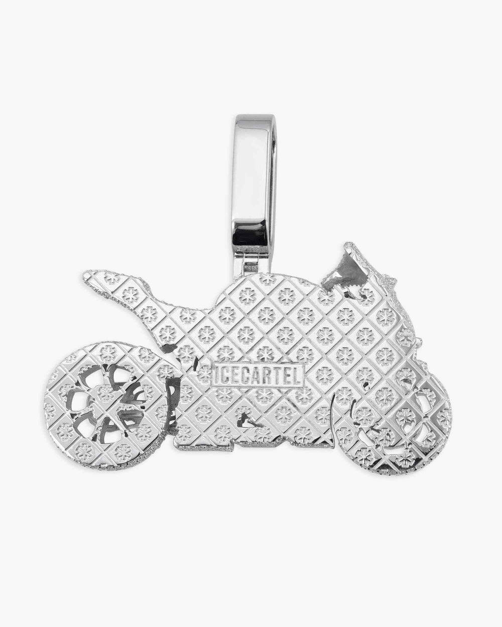 motorcycle custom logo moissanite pendant 14k gold icecartel back