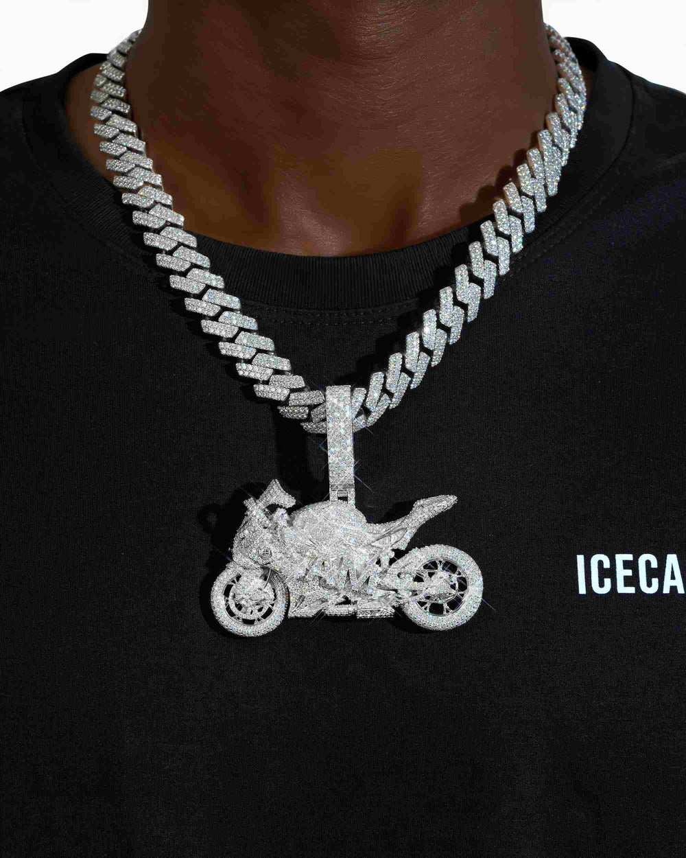 motorcycle custom logo moissanite pendant 14k gold icecartel model