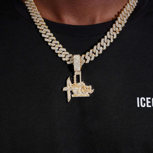 movie production custom logo moissanite pendant 14k gold ICECARTEL model