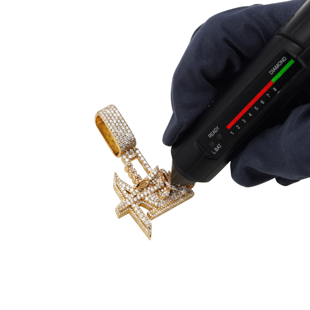 movie production custom logo moissanite pendant 14k gold ICECARTEL test