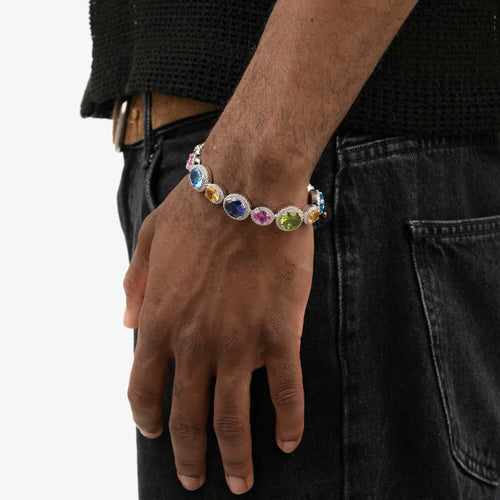 Armband mit mehreren Edelsteinen im Ovalschliff, Modell Moissanit