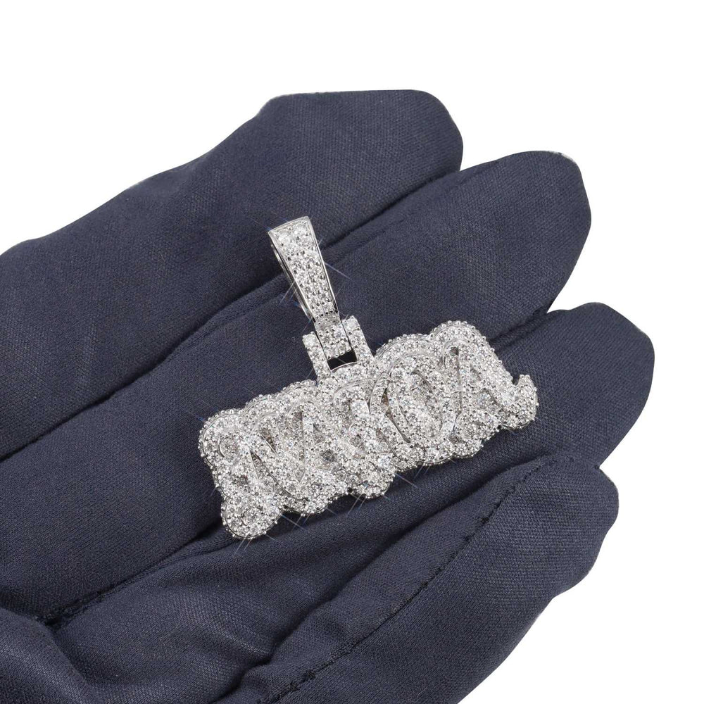 nakoa moissanite custom name pendant 14k gold ICECARTEL hand