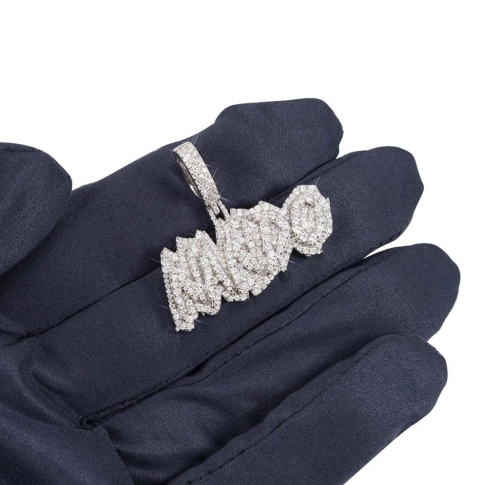 nando custom name moissanite pendant 14k gold icecartel hand