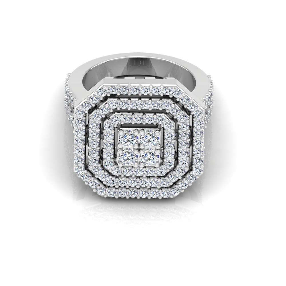 Octagon 4-Row Moissanite Engagement Ring front