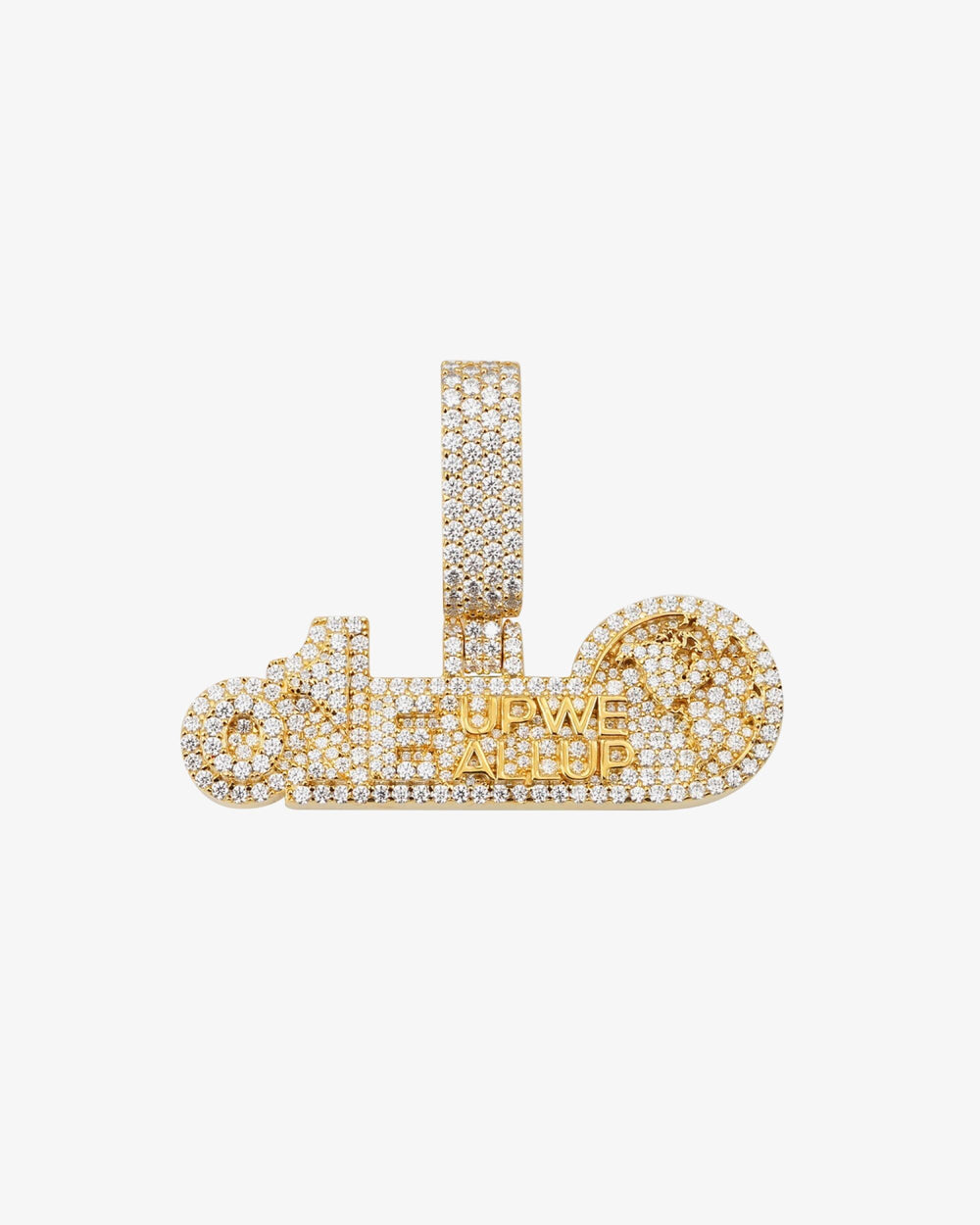 one up we all up custom moissanite name pendant 14k gold ICECARTEL WHITE
