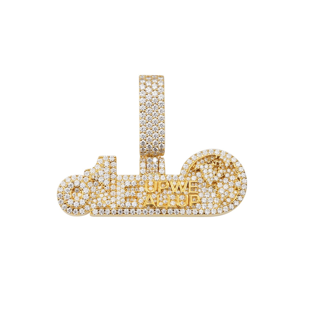 one up we all up custom moissanite name pendant 14k gold ICECARTEL WHITE