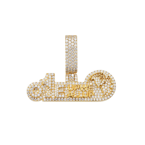 one up we all up custom moissanite name pendant 14k gold ICECARTEL WHITE