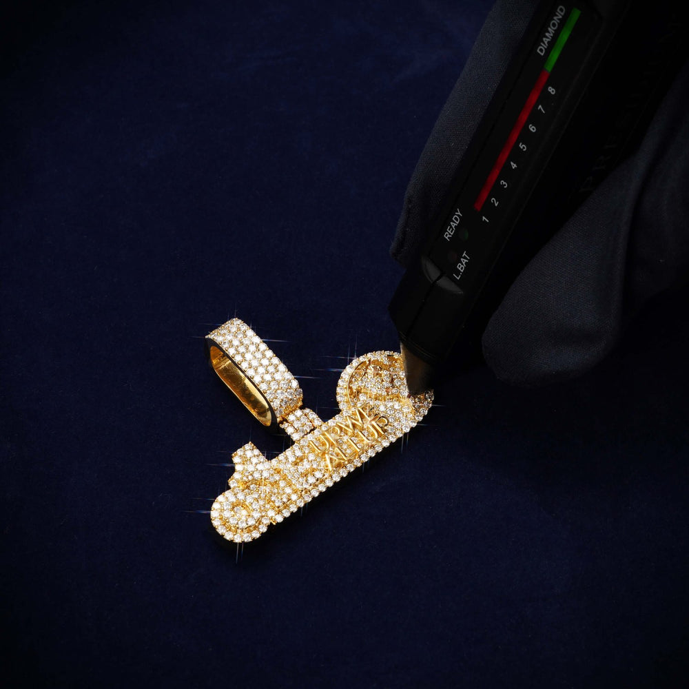 one up we all up custom moissanite name pendant 14k gold ICECARTEL test