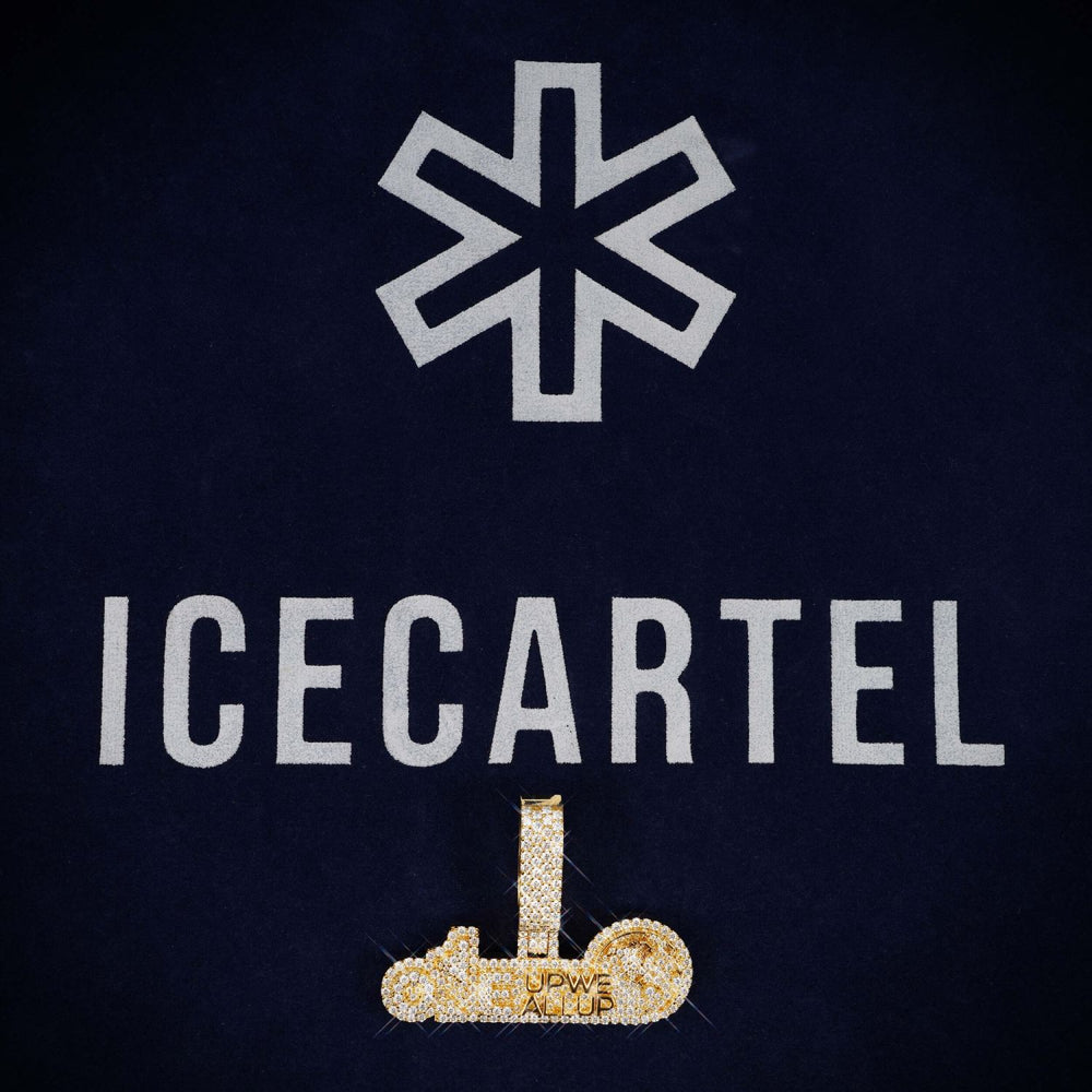 one up we all up custom moissanite name pendant 14k gold ICECARTEL