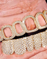 Open Face Moissanite Grillz - Yellow Gold