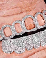 Open Face Moissanite Grillz - White Gold