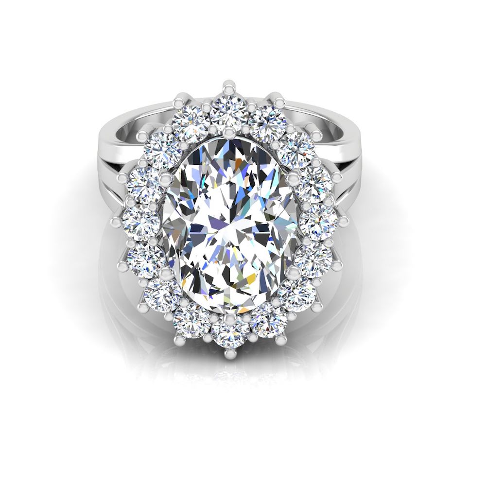 Oval Halo Moissanite Engagement Ring front