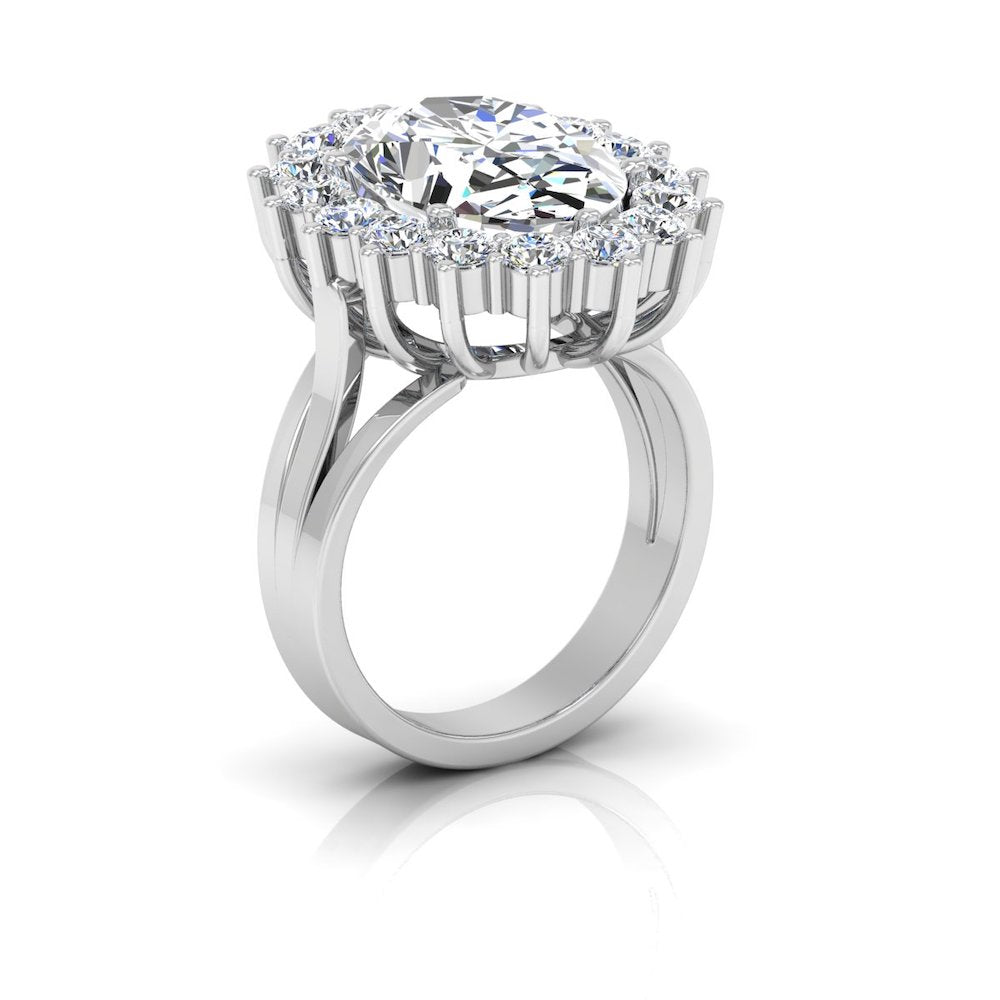 Oval Halo Moissanite Engagement Ring side 3