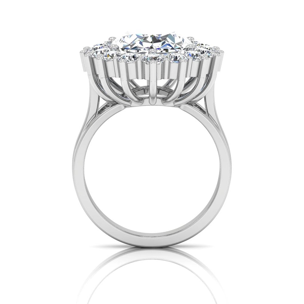 Oval Halo Moissanite Engagement Ring side
