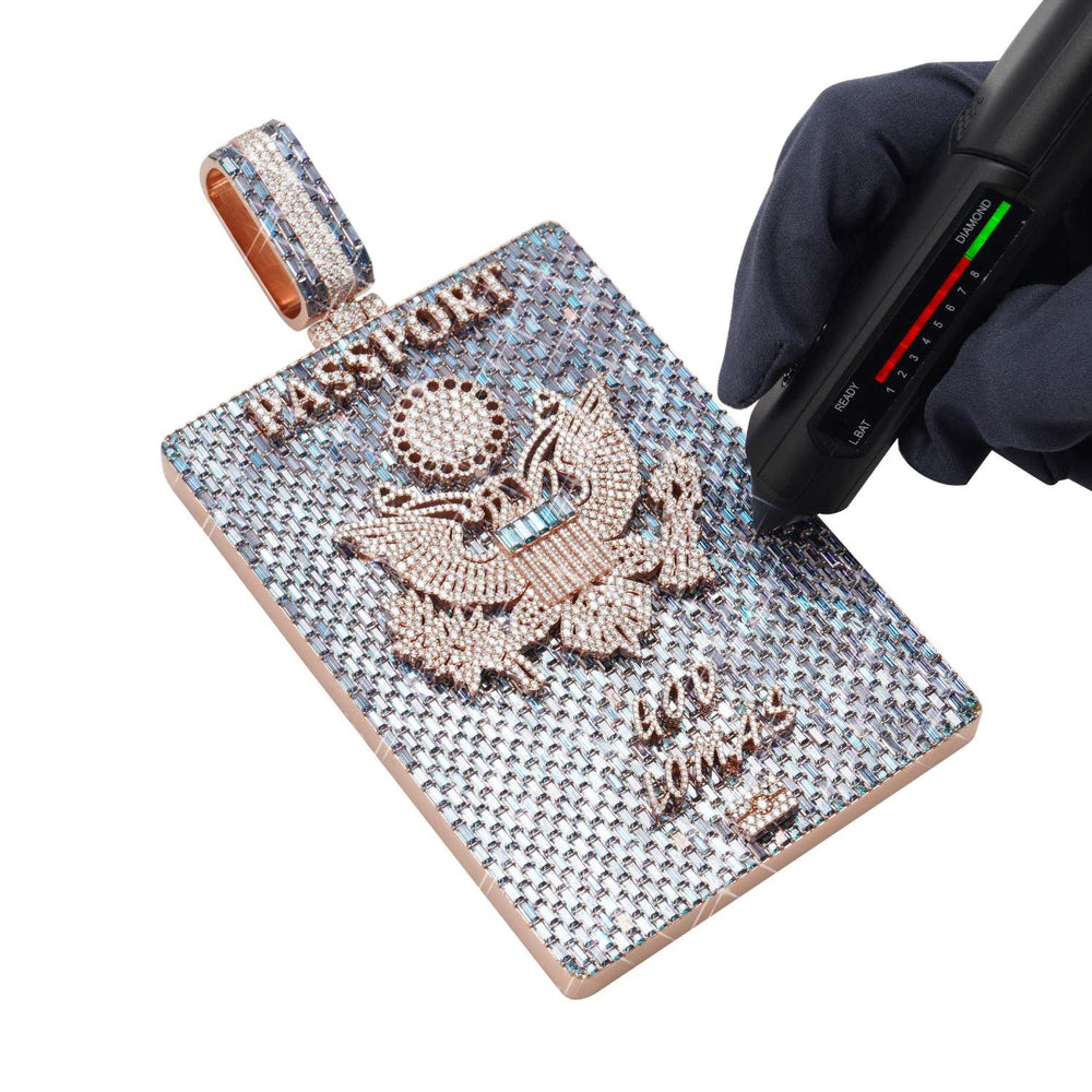 passport custom logo moissanite pendant 14k gold icecartel test