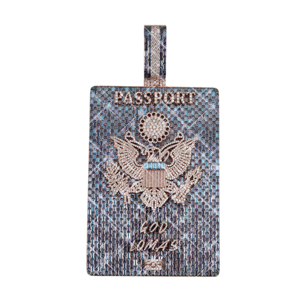 passport custom logo moissanite pendant 14k gold icecartel
