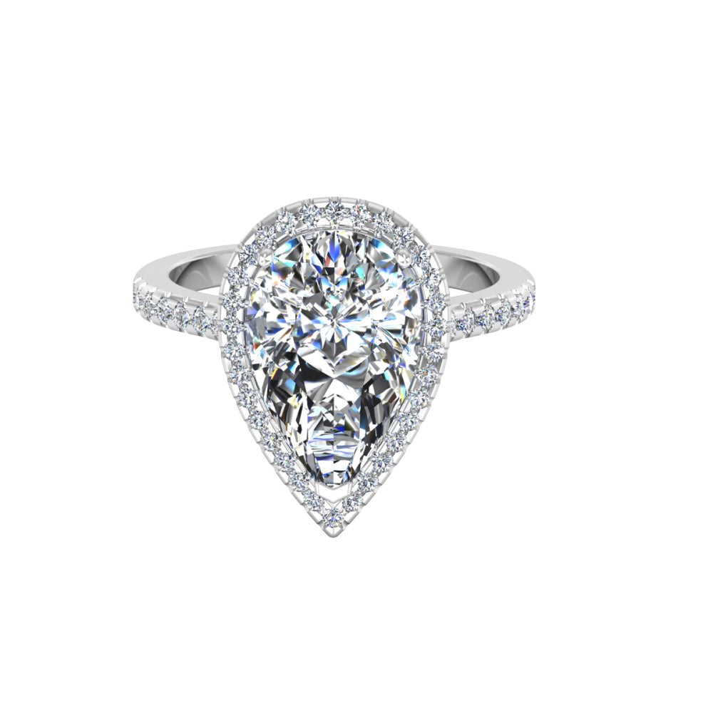 Pear Cut Moissanite Petite Halo Engagement Ring front