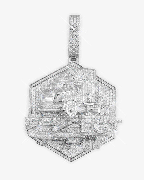 perfect trucker custom moissanite logo pendant 14k gold icecartel main