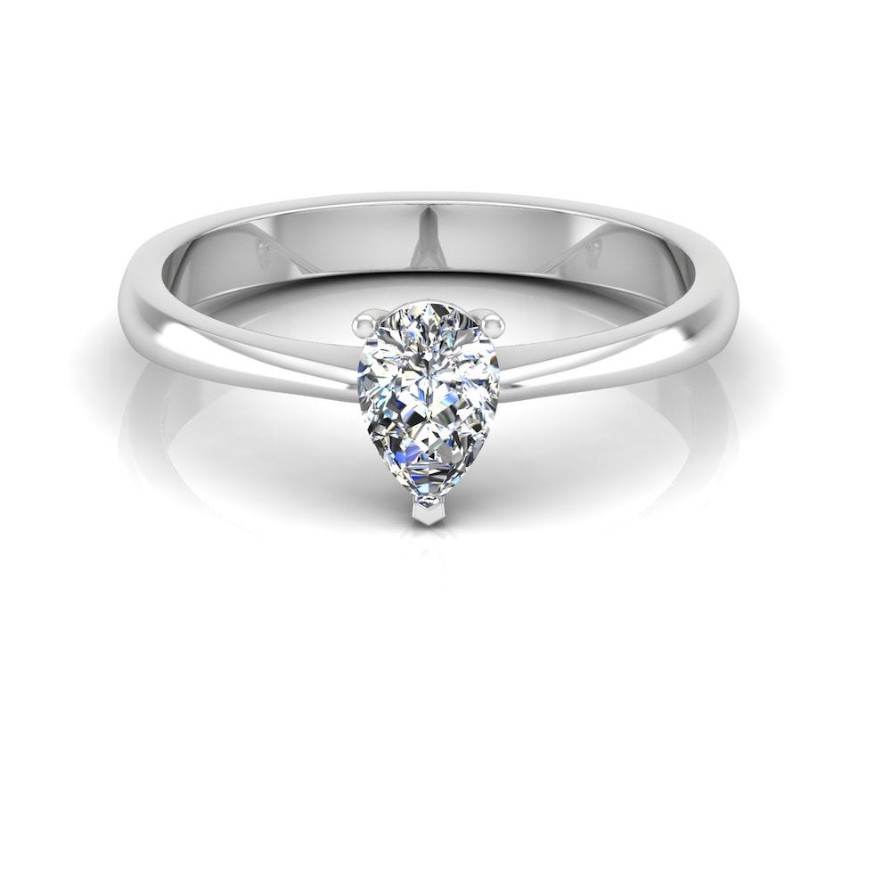 Petite Pear Solitaire Moissanite Engagement Ring front
