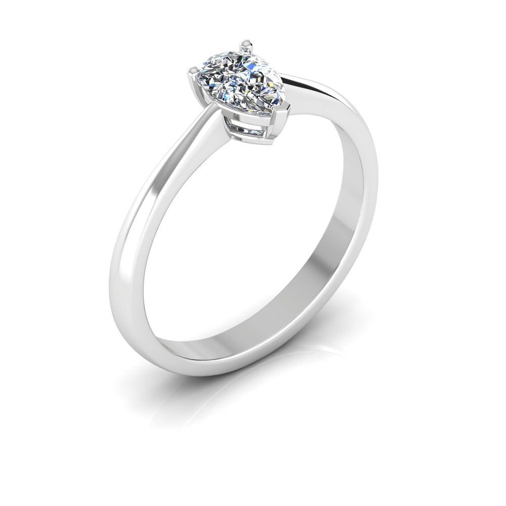 Petite Pear Solitaire Moissanite Engagement Ring side