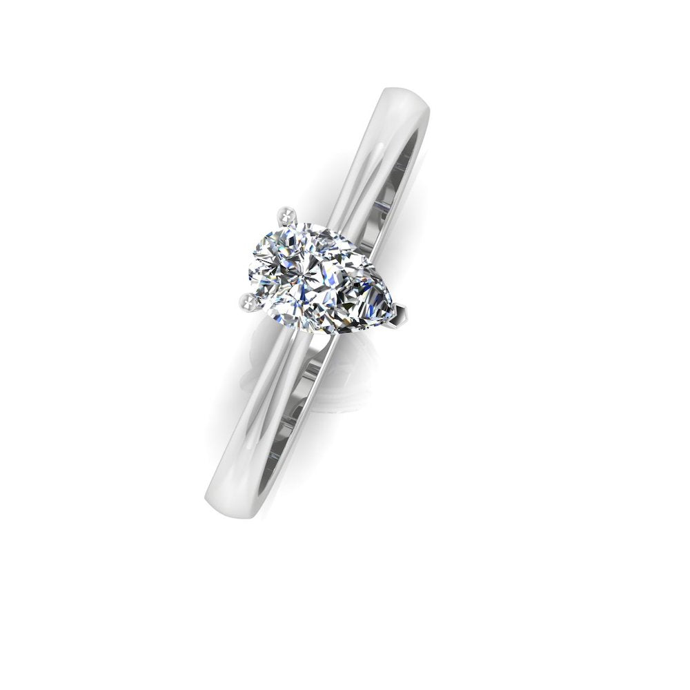 Petite Pear Solitaire Moissanite Engagement Ring top